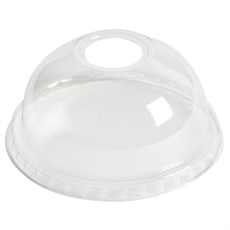 Clear rPET Dome Lid with Hole 95mm (800 Pack)