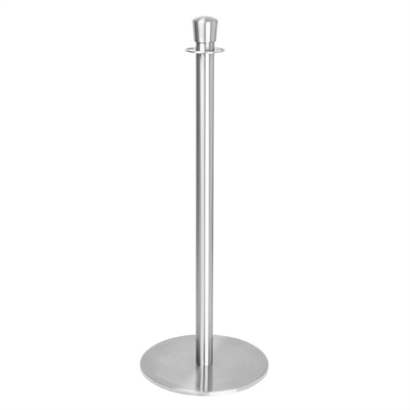 Bolero Flat Base Barrier Posts Brushed Stainless Steel (2 Pack)