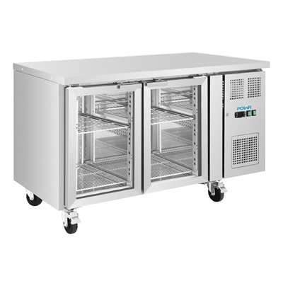 Polar U-Series Two Door Counter Fridge with Glass Doors